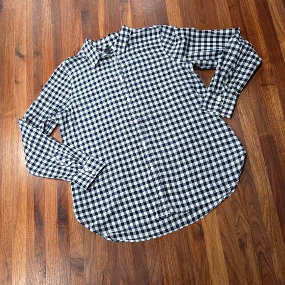 J. Crew Classic Button Front Boy Fit Shirt Gingham Print Shirt C6086 Size 12 - Picture 1 of 8